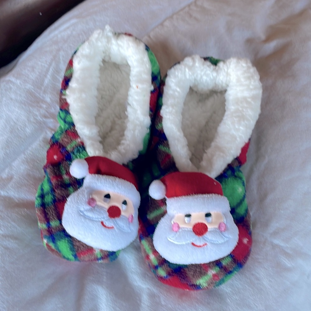 Never worn Christmas slippers cozy comfy red and green
